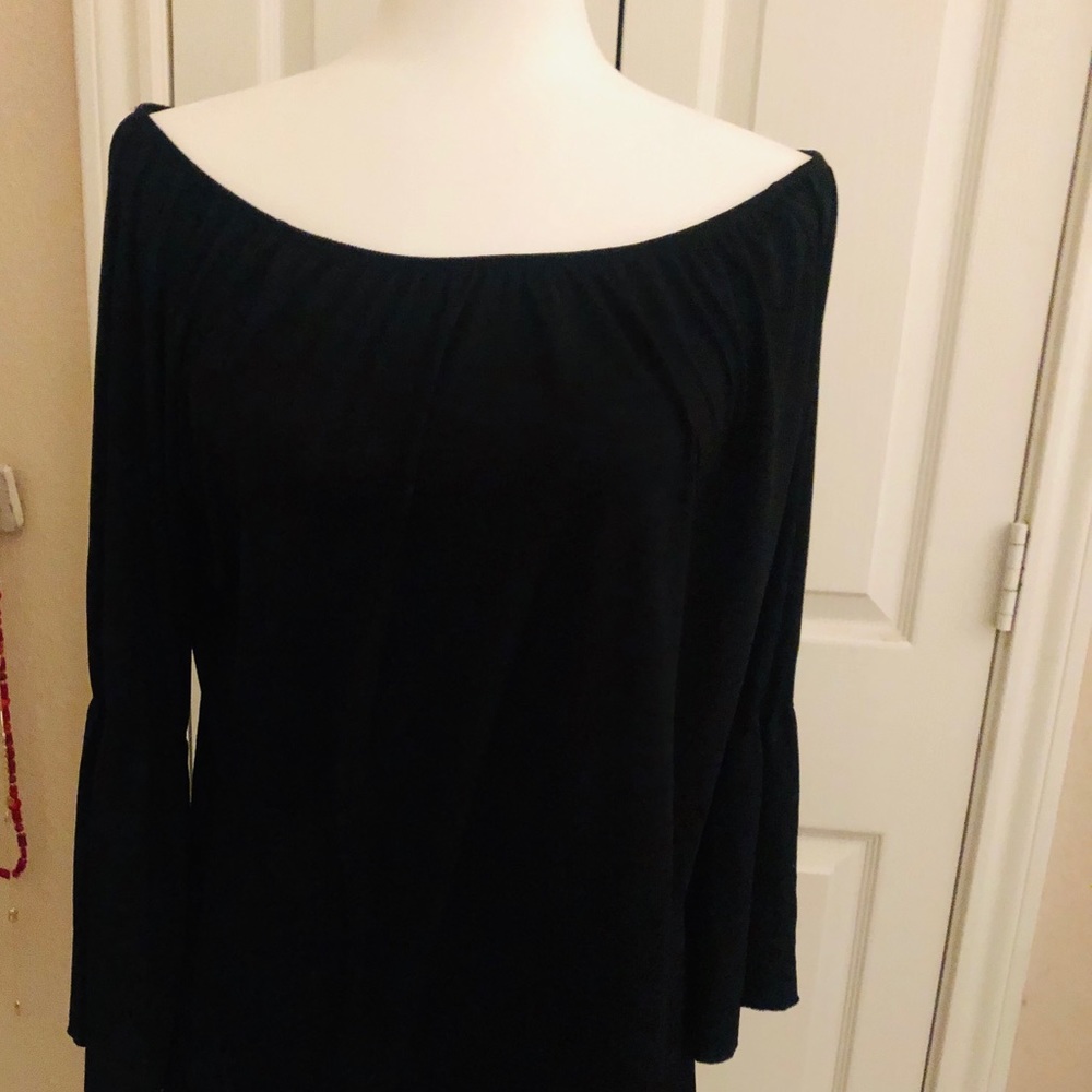 Black Bell-Sleeved Top